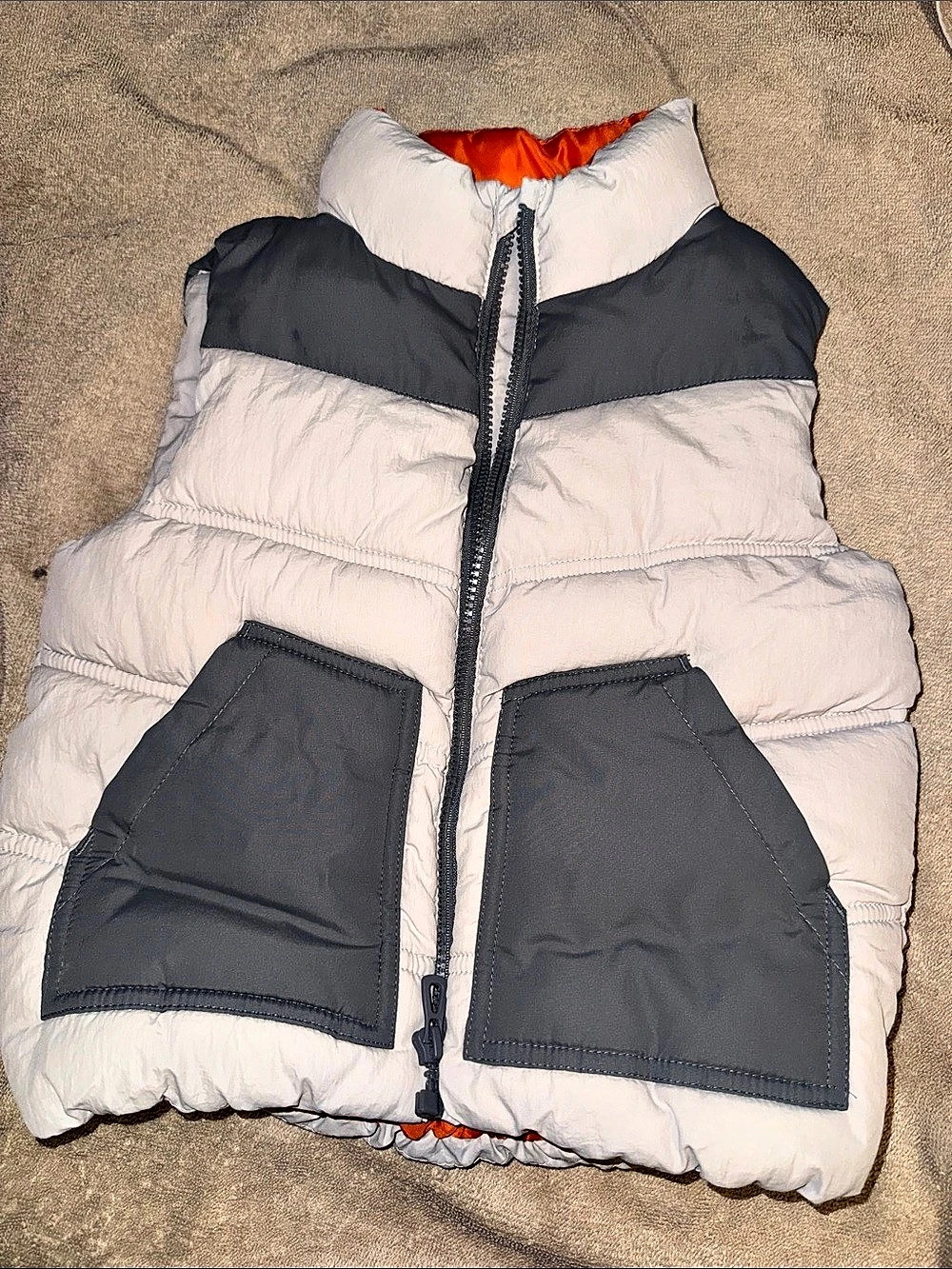 Primark Puffer Vest Gray & Orange Size 4-5Y